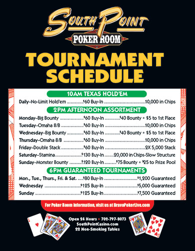 Vision Lanes Poker Tournament Schedule